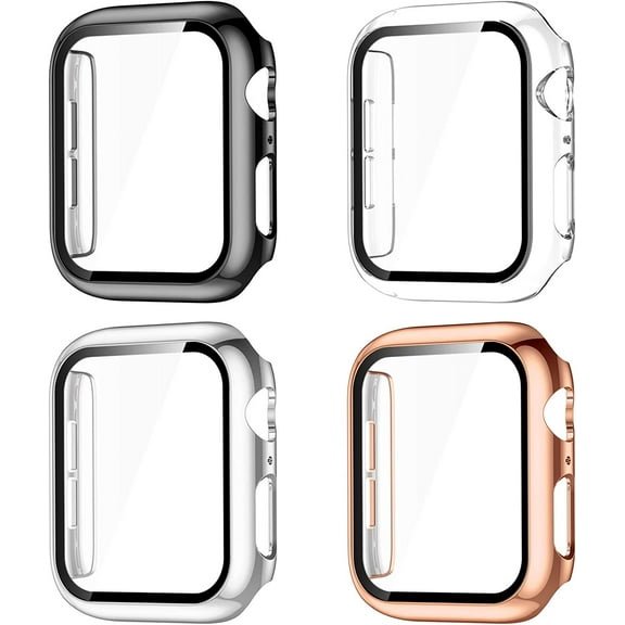 Compatible with Apple Watch Case 42mm, HD High Sensitivity Tempered Screen Protector for iWatch Case 42mm Series 3/2/1 Women Men 4pack Black/Clear/Rose Gold/Silver