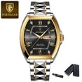 thumbnail image 3 of POEDAGAR Stainless Steel Black Watches for Man Luminous Date Week Men Green Watch Tonneau Case Men's Quartz Watches, 3 of 5