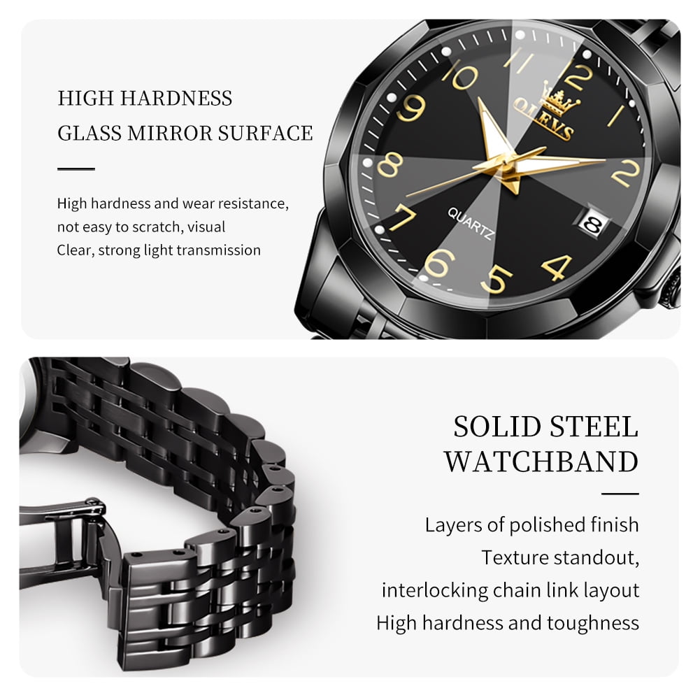 OLEVS Watches for Women Luxury Casual Dress Analog Quartz Digital Date Two Tone Gold Plated Stainless Steel Waterproof Luminous Female Wrist Watch Reloj para Mujer