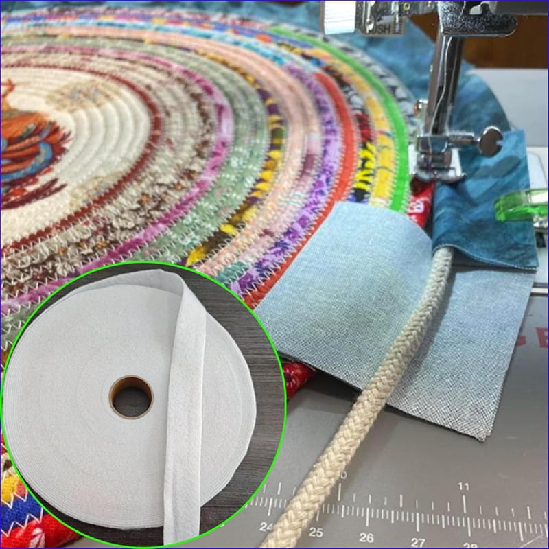 2Rolls JellyRoll Batting Strips ForRugs 2 1/4 in 70 Yds,Needle Punched Cotton Blend Batting Roll with Fabric Tube Maker