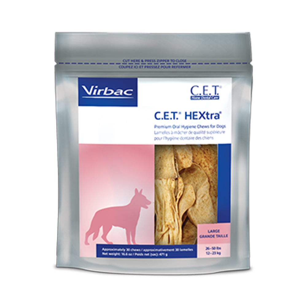 Virbac C.E.T. HEXtra Premium Oral Hygiene Chews for Large Dogs, 30