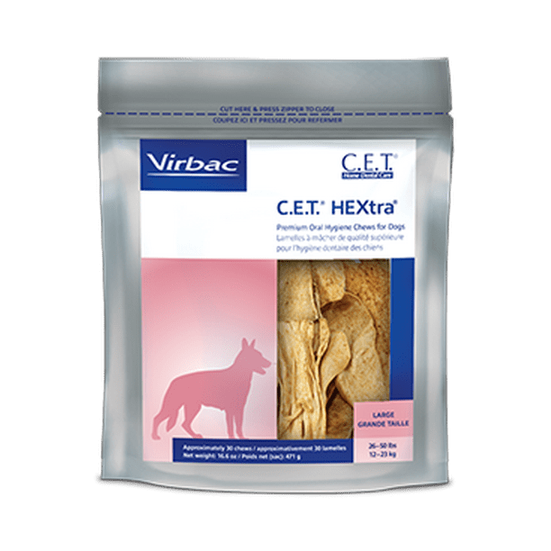 Virbac C.E.T. HEXtra Premium Oral Hygiene Chews for Large Dogs, 30
