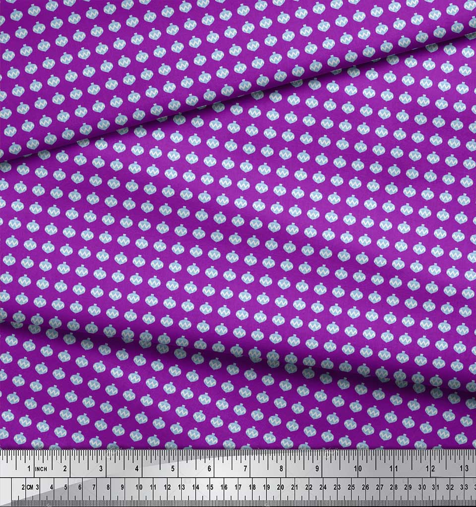 Soimoi Purple Heavy Satin Fabric Baubles Christmas Fabric Prints By Yard 54 Inch Wide