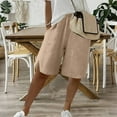 thumbnail image 2 of JULMCOMO Pedal Pushers for Women Bermuda Shorts Knee Length Trendy Summer High Waisted Bermuda Shorts Dressy Casual Linen Capris with Pockets Khaki L, 2 of 7