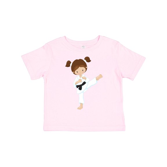 Inktastic Karate Girl, Cute Girl, Brown Hair, Black Belt Girls Toddler T-Shirt