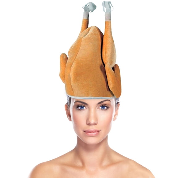 CUIYUAN Unisex Plush Turkey Hat Roasted Thanksgiving Dinner Party Supplies Themed Holiday Accessories Dress-Up Cap Novelty Headwear Soft Plush Turkey Shaped Design Caps A