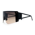 thumbnail image 6 of Womens Oversized Shield Curved Wrap Flat Top Half Rim Plastic Sunglasses Black - Brown, 6 of 8