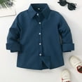 thumbnail image 2 of Karoyedx Toddler Boys Girls Plaid Flannel Shirts Jacket Long Sleeve Lapel Button Down Shacket Fall Outerwear for Kids Navy Size,3-4 Years, 2 of 4