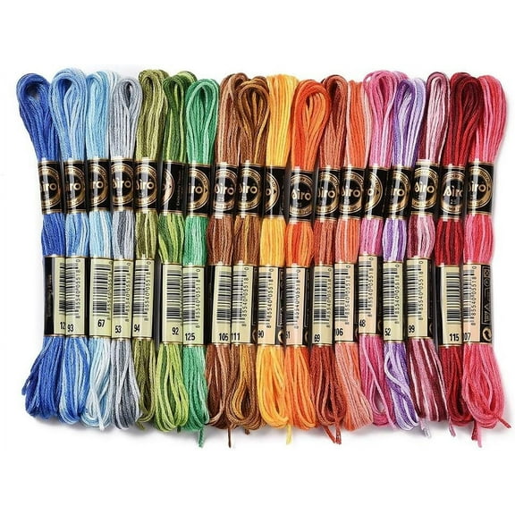 18 Skeins 6 Strands 157.5 Yards Gradient Polyester Embroidery Floss Variegated Rainbow Crewel Cross Stitch Threads Bracelet Floss Bulk for Jewelry Making Holiday Decorations DIY Projects