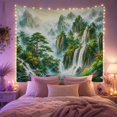 thumbnail image 2 of Forest Mountains with Cascading Waterfalls in Misty Valley, Mystical Illustration for Nature Lovers, Scenic Wall Art Decor, Housewarming Gift, Tapestry Wall Hanging for Bedroom and Living Room, 2 of 7