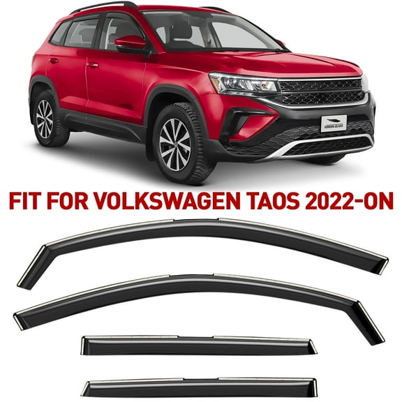 Voron Glass In-Channel Extra Durable Rain Guards for Volkswagen Taos 2022-2026, Window Deflectors, Vent Window Visors, 4 Pieces - 200538