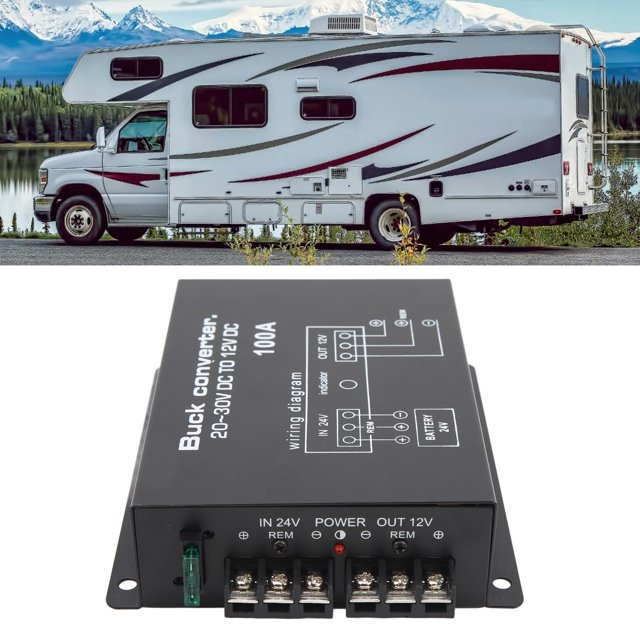 Car Power Converter, DC 24V To 12V Converter High Strength Rugged For Car Fridges