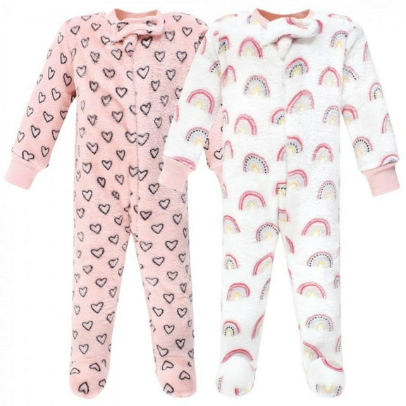 Hudson Baby Infant Girl Plush Sleep and Play, Modern Rainbow, 0-3 Months