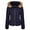 Dark Blue, variant on Winter Quilted Puffer Coat for Women Fleece Lined Warm Jacket with Removable Faux Fur Hood