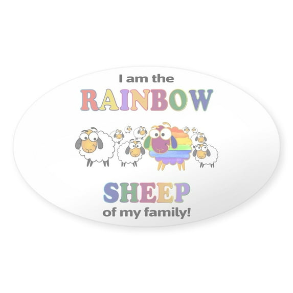 CafePress - Rainbow Sheep Sticker - Sticker (Oval)