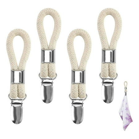 

4Pc Tea Towel Clips - Cloth Hanger Holder Brackets - Braided Cotton Loop Kitchen
