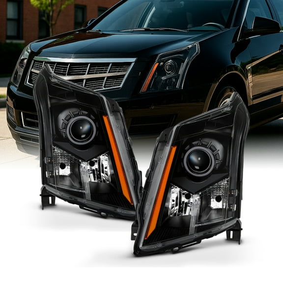 AKKON - For Black 2010 2011 2012 2013 2014 2015 2016 Cadillac SRX Halogen Left Right Side Headlights Set
