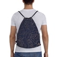 thumbnail image 2 of Drawstring Backpack - Flower Navy Dark Blue Splash Proof Small Drawstring Gym Bag for Women Men, Cinch Sports String Bag Backpack for Travel Swimming Beach, 2 of 8