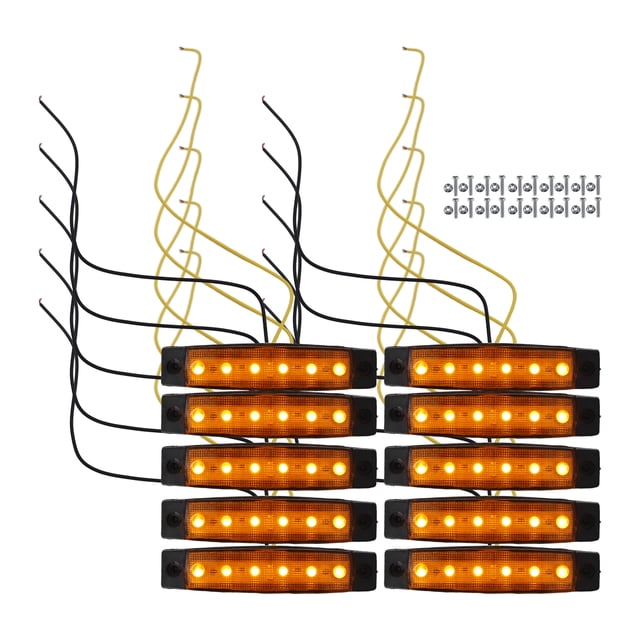 Unique Bargains Luz de marcador lateral delantera trasera 6 LED para remolque, camión, caravana, caravana, furgoneta, camión, tractor, ámbar (juego de 10)