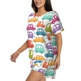 thumbnail image 2 of Balery Doodle Cars Pattern Womens Pajama Sets 2 Piece Soft Short Sleeve Top and Shorts Sleepwear Round Neck Pjs Lounge Set with Pockets-3X-Large, 2 of 7