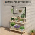 thumbnail image 4 of M optimized 3 Tier Plant Stand with Hanging Rod and Grid Panels, Heavy Duty Plant Shelf with Wheels, Indoor Outdoor Flowers Stand, Display Rack for Home Office Garden Patio, 4 of 8