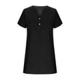 thumbnail image 4 of Summer Dresses for Women 2025, Fashion Women Casual Summer Short Sleeve V-Neck Button Dress(Black,S), 4 of 5