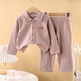 thumbnail image 4 of Wenfanal Toddler Boys Girls Silk-like Pajamas Set ,Girls Long Sleeve Fleece Button Down Sleepwear Kids Soft 2 Pieces Set Girls Fashion Size 9-10 Years,Pink, 4 of 6