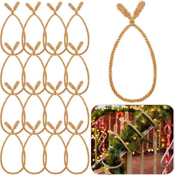 Corbatas navideñas con forma de guirnalda Zhengmy, 16 unidades, 51 cm, doradas
