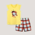 thumbnail image 2 of Girls 2 Pieces Outfits for Summer Crop Tops and Shorts Set Trendy Cartoon Print Round Neck Cute 2 Piece Outfits Yellow,2Y, 2 of 5