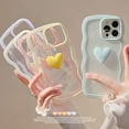 thumbnail image 2 of Compatible with iPhone 13/iPhone 14 Case for Girls Women,Cute 3D Love Heart Design Curly Wave Clear Transparent Case Shockproof Protective Soft TPU Bumper Cover for iPhone 13/iPhone 14- Pink, 2 of 8