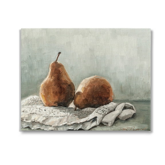 Stupell Industries Pears on Blanket Painting Food & Beverage Painting Gallery Wrapped Canvas Art Print Wall Art, 20 x 16