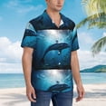 thumbnail image 3 of Pofeuu Ocean Dolphin Fish School Print Hawaiian Shirt for Men Sleeves Casual Button Down Summer Beach Dress Shirts T-Shirts,X-Large, 3 of 7