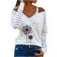thumbnail image 2 of Pntutb Moda Mujer Cuello en V Camiseta de manga larga Otoño Impresión Hombro frío Blusa suelta tops Pntutb Pntutb-4967, 2 of 4
