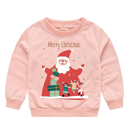 

WOLLED Christmas Kids Sweatshirt Top Toddler Boys Girls Cartoon Sweat Spring Fall Pullover Sweatshirt for 1-6T