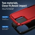 thumbnail image 2 of for iPhone 15 Pro Case, Dual Layers Shell Hard PC + Soft TPU Back Shell Heavy Duty Military Drop Protection Rugged Shockproof Hybrid Case for iPhone 15 Pro, Red+Black, 2 of 7
