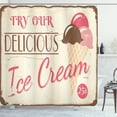 thumbnail image 1 of Ambesonne Ice Cream Shower Curtain, Pop Art Logo, 69"Wx70"L, Pink Cream Umber, 1 of 3