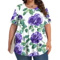 thumbnail image 1 of Jusqu'à 50 % de Rabais Horkkom Hauts Grande Taille pour Femmes Décontractés à Imprimé Floral Manches Courtes Hauts d'Été Plissés Tunique à Col Rond TG, 1 of 6