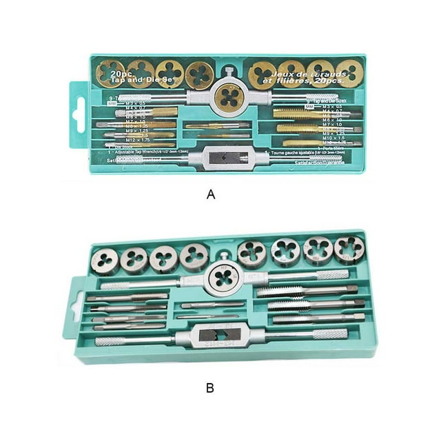 20 Pieces/Set Taps Screw Thread Steel Twisted Spanner Tool Kit Tap Plating Hand Tools Multi-purpose Maintenance Hardware Accessory Gold