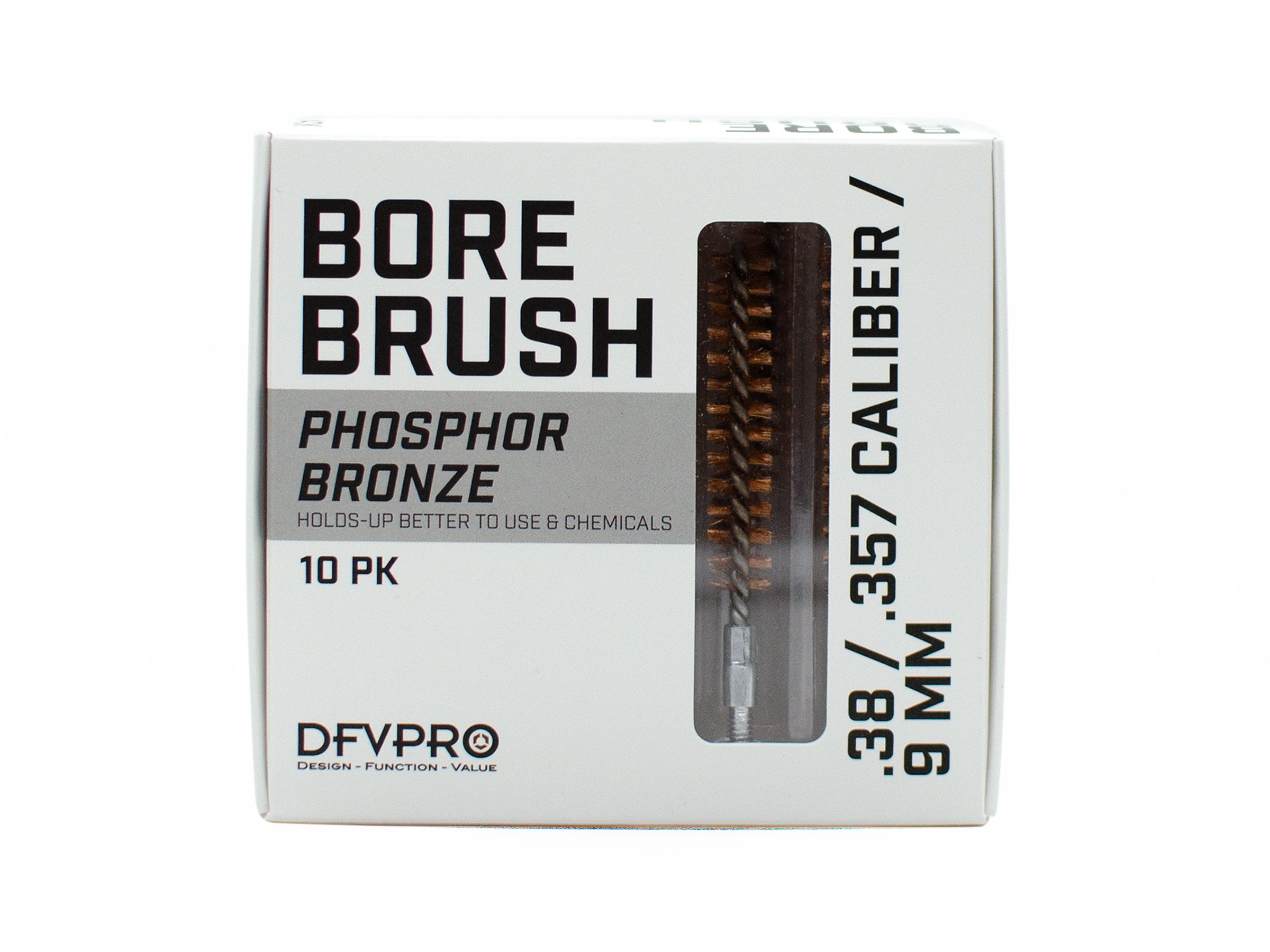 DFVPRO Phosphor Bronze Bore Brushes for 9mm/.38/.387 Caliber Pack of