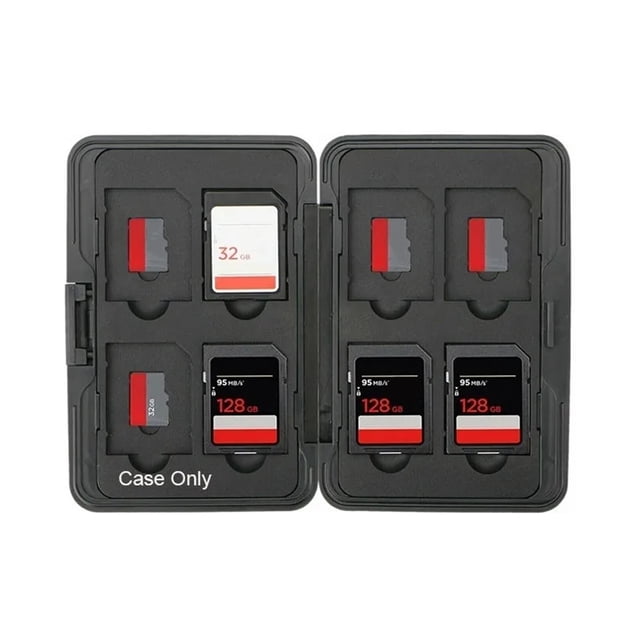 Memory Card Storage Box Hard Wearing Anti Scratch Waterproof Aluminum Storage Card Carrying Case Black