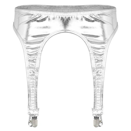 

iEFiEL Womens Garter Belt 4 Straps Suspender Belt with Metal Duck-Mouth Clips for High Stockings