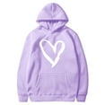 thumbnail image 4 of Penkiiy Chandail à Capuche Imprimé de la Saint-Valentin pour Femmes à Col Rond, Manches Longues, Violet, 4 of 5