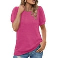 thumbnail image 3 of loopsun Summer Savings Plus Size Tops for Womens,Womens Summer Tops,Fashion Woman Casual Round-Neck Vintage Solid Mesh Blouse Short Sleeve T-Shirt Summer Tops Hot Pink XXL, 3 of 4