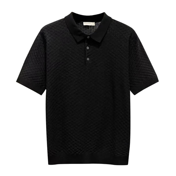 Gibobby Playera Polo Hombre Manga Corta Moda Casual Camisa(Negro,G)
