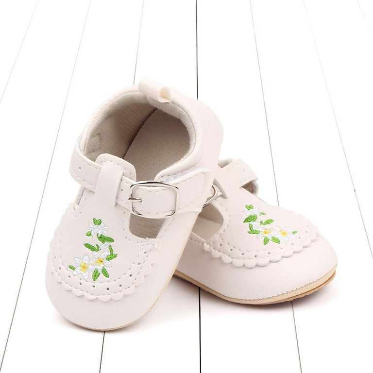 Xfvqtps Baby Girls Walking Shoes Lace Embroidery Flower and Leaf