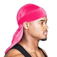 thumbnail image 2 of XIAOCHA Womens Stretch Durag Cap Solid Head Wrap Casual Street Cap,Hot Pink, 2 of 7