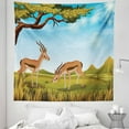 thumbnail image 1 of Antelope Tapestry, Cartoon Nature Scene Landscape with Animals on Grass Wildlife Outdoorsy Graphic, Fabric Wall Hanging Decor for Bedroom Living Room Dorm, 5 Sizes, Multicolor, by Ambesonne, 1 of 1
