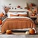 thumbnail image 3 of HORIMOTE HOME 100% Cotton Quilt King Size Burnt Orange Bedspread, Pre-Washed 3-Piece Cozy Lightweight Decorative Bedding Cover Coverlet Set with 2 Shams in Geometric Pattern for All Season, 3 of 4