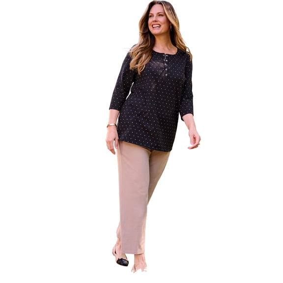 Catherines Women's Plus Size Suprema Snap-Placket Tee