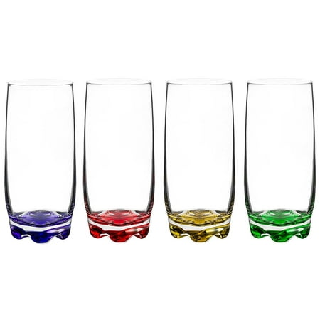 Vibrant Splash Water and Beverage Highball Glasses Set of 4 Drinkware 12.5 Ounce